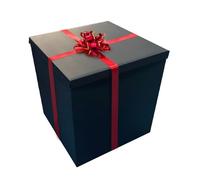 UNICONFETTI Black Giant Gift Box 24x24x24in JUMBO Extra Large Cardboard Decorative Box with Lid for Birthday Surprise, Pregnancy Announcement, Gender Reveal, Christmas Presents & Other Celebrations