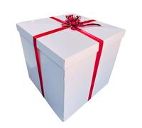 UNICONFETTI Giant Gift Box 24x24x24in JUMBO Extra Large Cardboard Decorative Box with Lid for Birthday Surprise, Pregnancy Announcement, Gender Reveal, Christmas Presents & Other Celebrations (White)