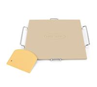 Unicook 30.5 x 30.5 cm Square Pizza Stone for Oven and Grill, Cordierite Baking Stone for Bread, Pie and Cookies, Includes Carry Rack and Dough Scraper