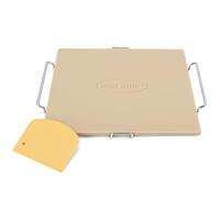 Unicook 40.6 x 35.6 cm Square Cordierite Pizza Stone with Rack, Oven Baking Stone for Bread, Pizza Pan for Baking Crispy Bread, Pie and Cookies, Includes Carry Rack and Dough Scraper