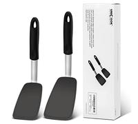 Unicook Flexible Silicone Spatula Turner 2 Pack, 600°F Heat Resistant Spatula for Nonstick Cookware, Essential Kitchen Cooking Utensil for Flipping Eggs, Burgers, Crepes and More, Small and Medium