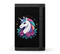 Unicorm with Flowers Cloth Wallet Card with Holder Trifold Pocket Slim Wallets