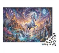 Unicorn 1000 Pcs Recycled Cardboard DIY Jigsaw Puzzle Gift Castle Valley for Him/Her Cognitive Stimulation Group Activity 38x26cm/1000pcs