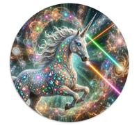 Unicorn 1000 Pieces Jigsaws Stress Reliever Difficult Challenge for Adults Kids Challenging beast Round Puzzles Home Decor Gifts And Gifts (67.5x67.5cm)