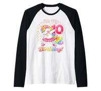 Unicorn 10th Birthday Dabbing Cute Rainbow 10 Year Old Girls Raglan Baseball Tee
