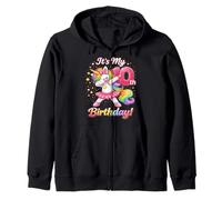 Unicorn 10th Birthday Dabbing Cute Rainbow 10 Year Old Girls Zip Hoodie