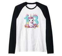 Unicorn 13th Birthday Party Magic Raglan Baseball Tee