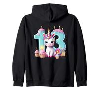 Unicorn 13th Birthday Party Magic Zip Hoodie