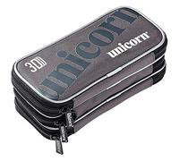 Unicorn 3D Darts Wallet | 3 Zipped Compartments for Barrels, Flights & Shafts |Silver & Grey Weave | 3-Sided Zip Fastening