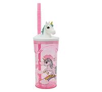 Unicorn 3D Figurine Cartoon Characters Reusable Tumbler Childrens Drinking Cup Reusable Straw 23 x 7.5 x 7.5cm (Unicorn)