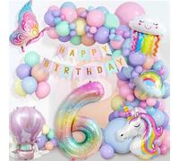 Unicorn 6th Birthday Decoration - Number 6 Balloons, Happy Birthday Banner, Girl's Party Supplies