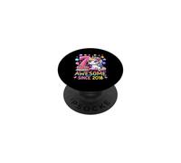 Unicorn 7th Birthday 7 Year Old Party Awesome Since 2018 PopSockets Adhesive PopGrip