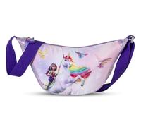 Unicorn Academy Children's Shoulder Bag, Lined Shoulder Bag with Zip Main Compartment, 2 Inner Pockets and Adjustable Strap, Purple, 16 x 33 x 8 cm, 2 Litres, Lightweight for Everyday Life, Leisure