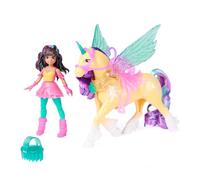 Unicorn Academy, Wing Magic Ava & Leaf, 11,4 cm Poseable Doll and 12,7 cm Unicorn with Wings, 4 Accessories, Dolls and Unicorn Toys for Girls, Birthday Gifts for Ages 4 and up