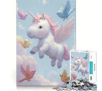 Unicorn And Birds in The Sky Jigsaw Puzzle 1000 Pieces Mental Focus Game Precision Cut Smooth Edges Absorbing Activity for Quiet Nights (50x75cm)