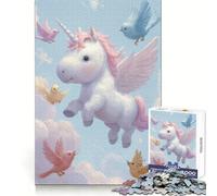 Unicorn And Birds in The Sky Jigsaw Puzzles 1000 Piece for Adults Sharp Mind Easy Enjoyment Firm Fit Festive Present (38x52cm)
