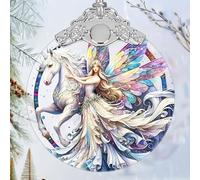 Unicorn and Fairy Stained Glass Orament - Christmas Ornament - Christmas Decorations for Tree - Holiday Present ldeas - Gift Exchange