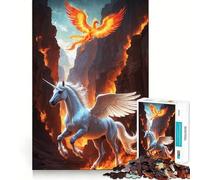 Unicorn And Phoenix Fiery Landscape 1000 Piece Teenager Puzzles Brain Boosting Play Tight Interlock No Gaps Relaxing Indoor Group Activity (38x26cm)