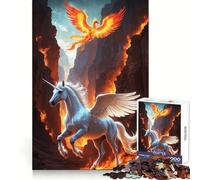 Unicorn And Phoenix Fiery Landscape Jigsaw Puzzles 1000 Piece for Adults Sharp Mind Easy Enjoyment Firm Fit Festive Present (38x26cm)