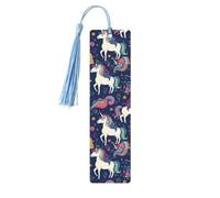 Unicorn and Rainbow Wooden Bookmark Book Lovers Tassels Crafts Accessories Reading Book Club Party