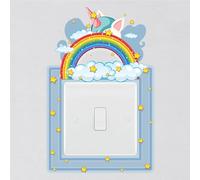 Unicorn and Stars Light Switch Surround Sticker Cute Nursery Childrens Decal Wall Art Sticker Vinyl Kids Boys Girl Bedroom Room Decor