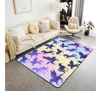 Unicorn Area Rugs,Dreamy Starry Sky Horse Non Slip Carpet Watercolor Rainbow Indoor Floor Mat Entrance Rug,Princess Style Home Living Room Bedroom Decor,3'x5'