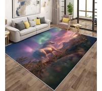 Unicorn Area Rugs for Living Room, Aurora Fantasy Animal Rugs for Bedroom 100x150cm, Machine Washable Carpet, Non Slip Soft Low Pile Patterned Indoor Rug QAZ10
