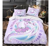 Unicorn Art Comforter Cover 3D Design Printed Durable 3 Pcs Bedding Set Zipper Fantasy Magical Design Duvet Cover Luxury Washable for Kids Girls Boys Adults Women Teens Single（135x200cm）