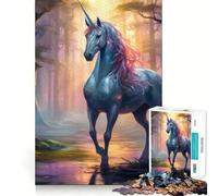 Unicorn Art Mythology Jigsaw Puzzle 1000 Piece Creative Skill Toy Clean Cut Sturdy Components Travel-friendly Brain Game Gift (38x52cm)