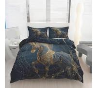 Unicorn Astrology Duvet Cover Double Bed Set 3 Pcs, Bohemia Animal Constellation Bedding Set With Zipper Closure Microfibre Quilt Cover & 2 Pillowcases, Cosy Soft Easy Care Bedding 200x200 Wg29