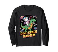 Unicorn Astronaut Riding T Rex Dinosaur in Space Dino Long Sleeve T-Shirt