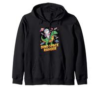 Unicorn Astronaut Riding T Rex Dinosaur in Space Dino Zip Hoodie