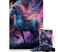 Unicorn at Starry Sky Jigsaw Puzzle for Teenagers 1000 Pieces Thought Training Soft Distraction Uniform Cut Holiday Present (38x26cm)