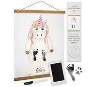 Unicorn Baby Footprint Kit Canvas - Memorialize Baby Foot Prints with This One of a Kind Inkless Newborn Footprint Kit - Unicorn Baby Shower Gifts for Girls - New Mom Gifts - Unicorn Nursery Decor