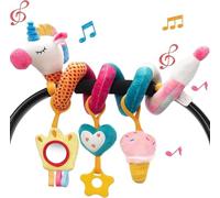 Unicorn Baby Toy: Rattle/mirror, 0-6 months, for car seats, gift for girls.