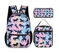Unicorn Backpack with Lunch Box & Pencil Case for Kids Girls Boys School, 16 Inch Cute Unicorns Bookbag, School Backpack for Students Children, Lightweight, Large Capacity