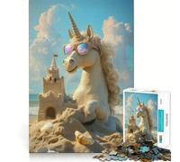 Unicorn Beach Day Jigsaw 1000 Pieces for Teenagers Mind Boost Fun Zero Gap Captivating Leisure for Cozy Indoors (38x52cm)