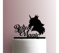Unicorn Believe in Magic - Acrylic Cake Topper 6 Inch Width/Purple