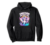 Unicorn Birthday Girl 5 Rainbow Mermaid Wings Pullover Hoodie