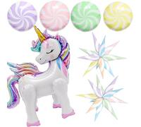 Unicorn Birthday Party Decorations for Girls - Large Self-Standing Unicorn Balloon with Pastel Candy Balloons & Marcaroon Explosio Balloon for Rainbow Theme, Pastel Baby Shower Party Supplies
