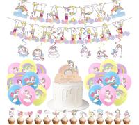Unicorn Birthday Party Kit for Girls Kids - Magical Fantasy Decor Set with Banner, Hanging Swirls, Balloons & Cake Toppers | Complete Birthday Party Supplies for Unicorn-Themed Celebrations