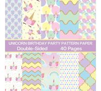 Unicorn Birthday Party Scrapbook Paper 40 Pages 20 Sheets: Double Sided Pattern Paper for Scrapbooking, Card Making, Origami, DIY and More