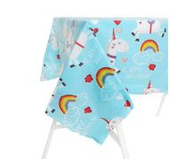 UNICORN BIRTHDAY PARTY TABLEWARE - Decorations for 16 Guests, Unicorn Plates Cups Napkins Tablecloth Happy Birthday Banner for Kids Birthday Unicorn Themed Party Supplies (Plastic Tablecover)