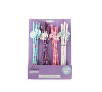 UNICORN BIRTHDAY PARTY TABLEWARE - Decorations for 16 Guests, Unicorn Plates Cups Napkins Tablecloth Happy Birthday Banner for Kids Birthday Unicorn Themed Party Supplies (20 Paper Straws)