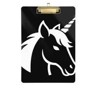 Unicorn Black and White clipboard Automotive Transparent for Teacher Portfolio clipboard Size 9 x 12.5 Tabla para escribir con Clip
