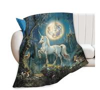 Unicorn Blanket Forest Unicorn Moon Decor Animal Throw Blanket Gifts for Girls Boys Unicorn Lover Couch Bedding Warm Soft Plush Lightweight Fleece Flannel Blanket for Kids Adults Men Women 50"X40"