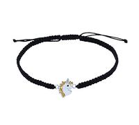 Unicorn Bracelet with Gold Glitter 925 Sterling Silver on black adjustable cord