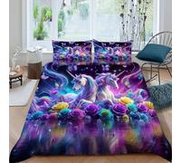 Unicorn Butterfly 3 Pieces Duvet Cover,3D Printed Animal Themes Wildlife Bedding Set,2 Pillowcases,Hidden Zipper,Microfiber Quilt Cover,King（220x240cm）