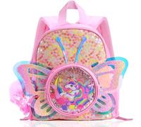 Unicorn Butterfly Wings Backpacks for Girls, Cute Cartoon Sequins Leather Bookbag for Kindergarten Nursery Preschool Primary, Personalised Toddler Kids School Bag,Gift for Xmas Birthday