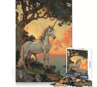 Unicorn by The Sea at Sunset 1000-piece Puzzle for Teenagers Mind Wellness Relaxed Leisure Sharp Edges Heartfelt Gift (50x75cm)